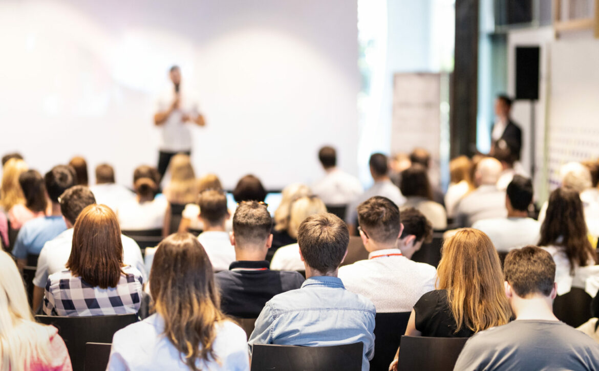 Speaker,Giving,A,Talk,In,Conference,Hall,At,Business,Event.